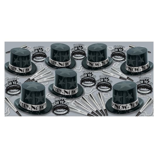 Beistle Black & Silver New Year Star Assortment Kit for 50